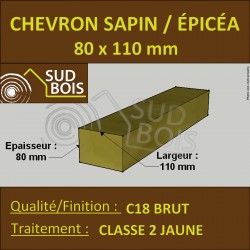 * ↕ ◙ Chevron 60x100 Sapin / Épicéa Traité Classe 2 Jaune (à la palette)