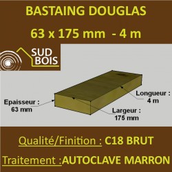 Bastaing / Madrier 63x175 Douglas Autoclave Marron Sec Brut Qualité Charpente 4m