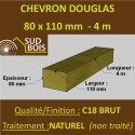 Chevron 80x110 Douglas Naturel Sec Brut Qualité Charpente 4m