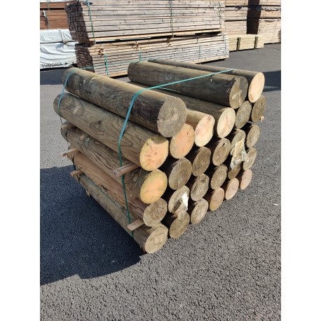 * DESTOCK Lot de Rondin Bois Rond Fraisé Pin Imprégné Traité Autoclave Classe 4