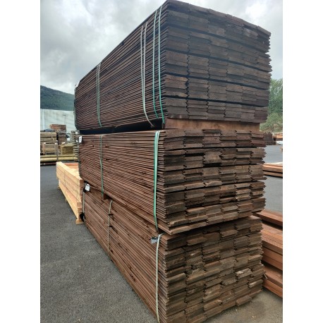 *DESTOCK Planche à Emboîtement Déclassé 28x185 Douglas Raboté Traité Autoclave Marron 3m