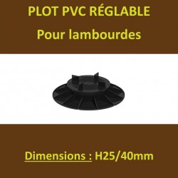 ⬪ 60 Plots H25/40mm PVC Réglables à Vérin pour Lambourdes Terrasse