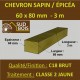 140 Chevrons 60x80mm Sapin / Épicéa Brut Traité Classe 2 Jaune 3m