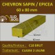 Chevron 60x80 Epicea brut traité Classe 2 jaune