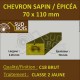 Chevron 70x110mm Sapin/Épicéa Traité Classe 2 Jaune