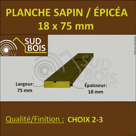 Planche 18x75mm Sapin/Épicéa