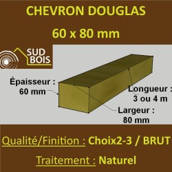 * Chevron Lambourde 60x80 Douglas Naturel Brut Choix 2-3 Prix / ml