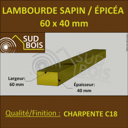 * 102 Lambourdes 60x40 Brut Traité Autoclave Cl. 4 Marron 3m