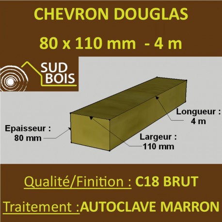 *Palette de 40 Chevrons 80x110 Douglas Autoclave Marron Brut 4M