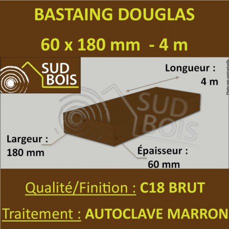 *Palette de 30 Chevrons 60x180 Douglas Autoclave Marron Brut 4M