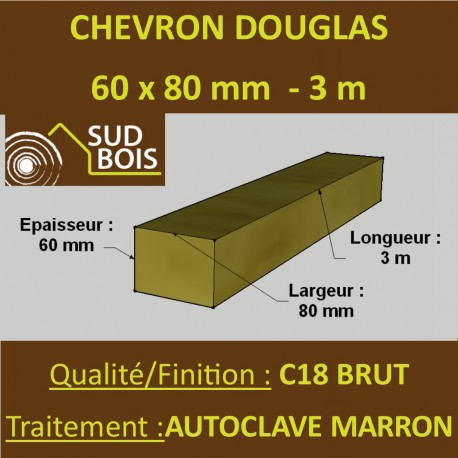 *Palette de 70 Chevrons 60x80 Douglas Autoclave Marron Brut 3M