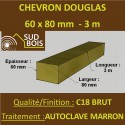 * Palette de 70 Chevrons 60x80 Douglas Autoclave Marron Brut 3M