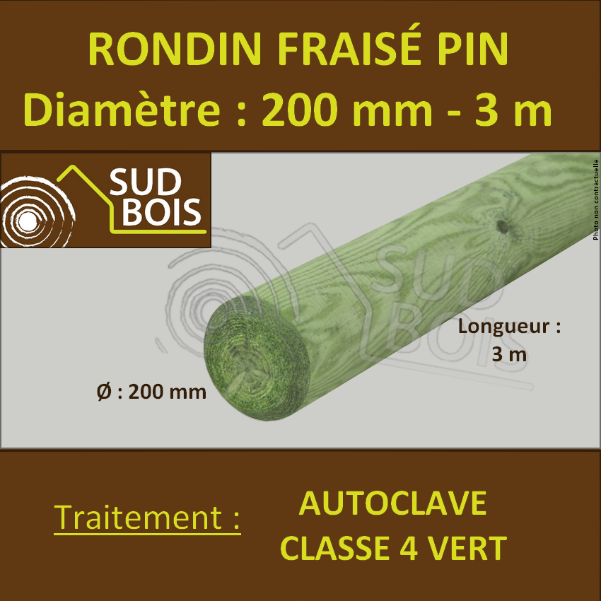 Rondin Bois Fraise Pin Autoclave Classe 4 Diametre 200mm 3m Sud Bois Terrasse Bois Direct Scierie