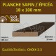 Planche Volige 18x100 Résineux Brut Traité Cl. 2 Jaune 4m