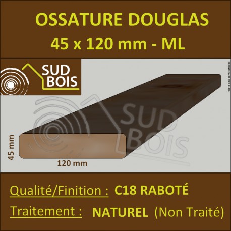 Montant / Bois Ossature 45x120 Sec Raboté Douglas Naturel Prix / ml