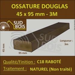 Montant d'Ossature 45x95mm Douglas Naturel Séché Raboté 3m