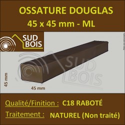 Tasseau / Carrelet Sec Raboté Douglas Naturel 45x45mm au ml