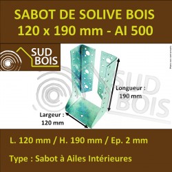 Sabot Universel de Solive pour Charpente à Ailes Intérieures 120x190 mm