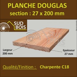 Planche 27x200mm Bois Douglas Choix 2-3-4 Qualité Coffrage