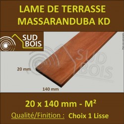 ♦ Lame de Terrasse Massaranduba KD 20x140 mm Lisse Prix au m²