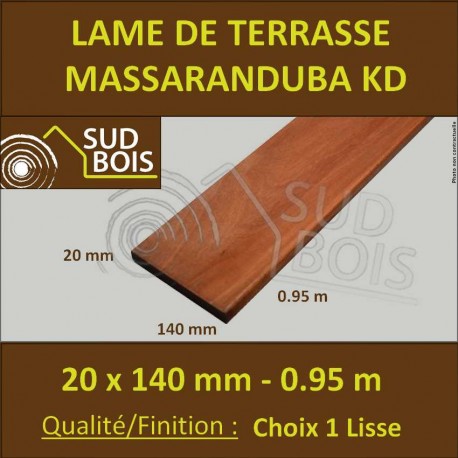 Lame Terrasse Massaranduba KD 20x140 Lisse 2 Faces 20x140 0.92m
