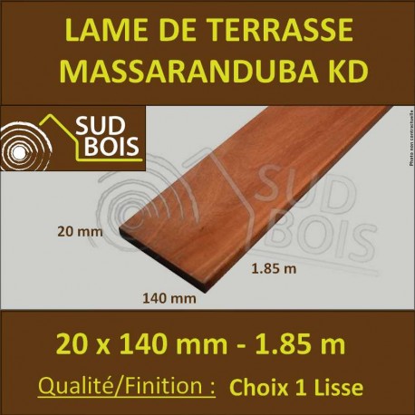 Lame Terrasse Massaranduba KD 20x140 Lisse 2 Faces 20x140 1.83m