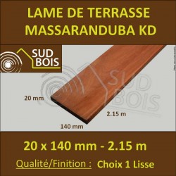 ♦ Lame Terrasse Massaranduba KD 20x140 Lisse 2 Faces 20x140 2.15m