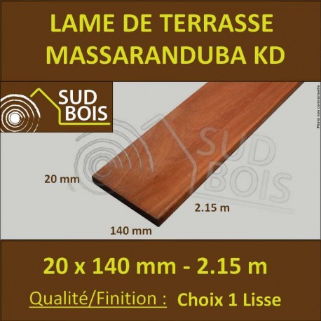 Lame Terrasse Massaranduba KD 20x140 Lisse 2 Faces 20x140 2.13m