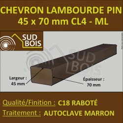 Lambourde / Chevron 45X70 Pin Raboté Traité Autoclave Classe 4