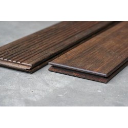Pack de 1.036 m² : 4 Lames de Terrasse Bamboo en Bambou 2 Faces (lisse et striée) 20x140 en 1.85m + Clips et Vis