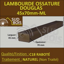 Lambourde / Ossature 45x70 Sec Calibré Douglas Naturel. Prix / pièce de 4m