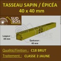 * ↕ ◙ Tasseau 40x40 Sapin / Épicéa Classe 2 Jaune (à la palette)