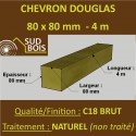 Chevron / Poteau 80x80 Douglas Autoclave Marron Sec Brut Qualité Charpente 4m