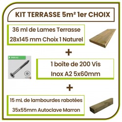 Kit 5 m² Terrasse Douglas Naturel Choix Premium Lisse 28mm
